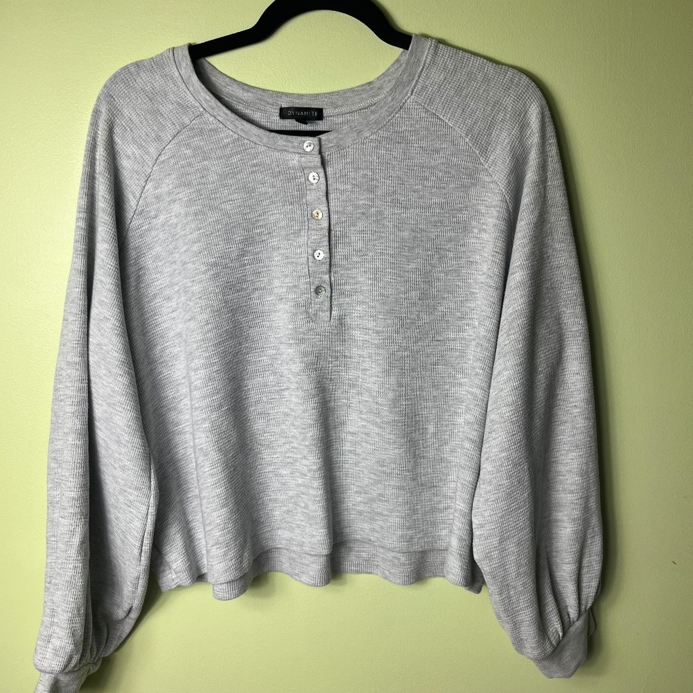 Dynamite Grey Waffle Long Sleeve Size XL